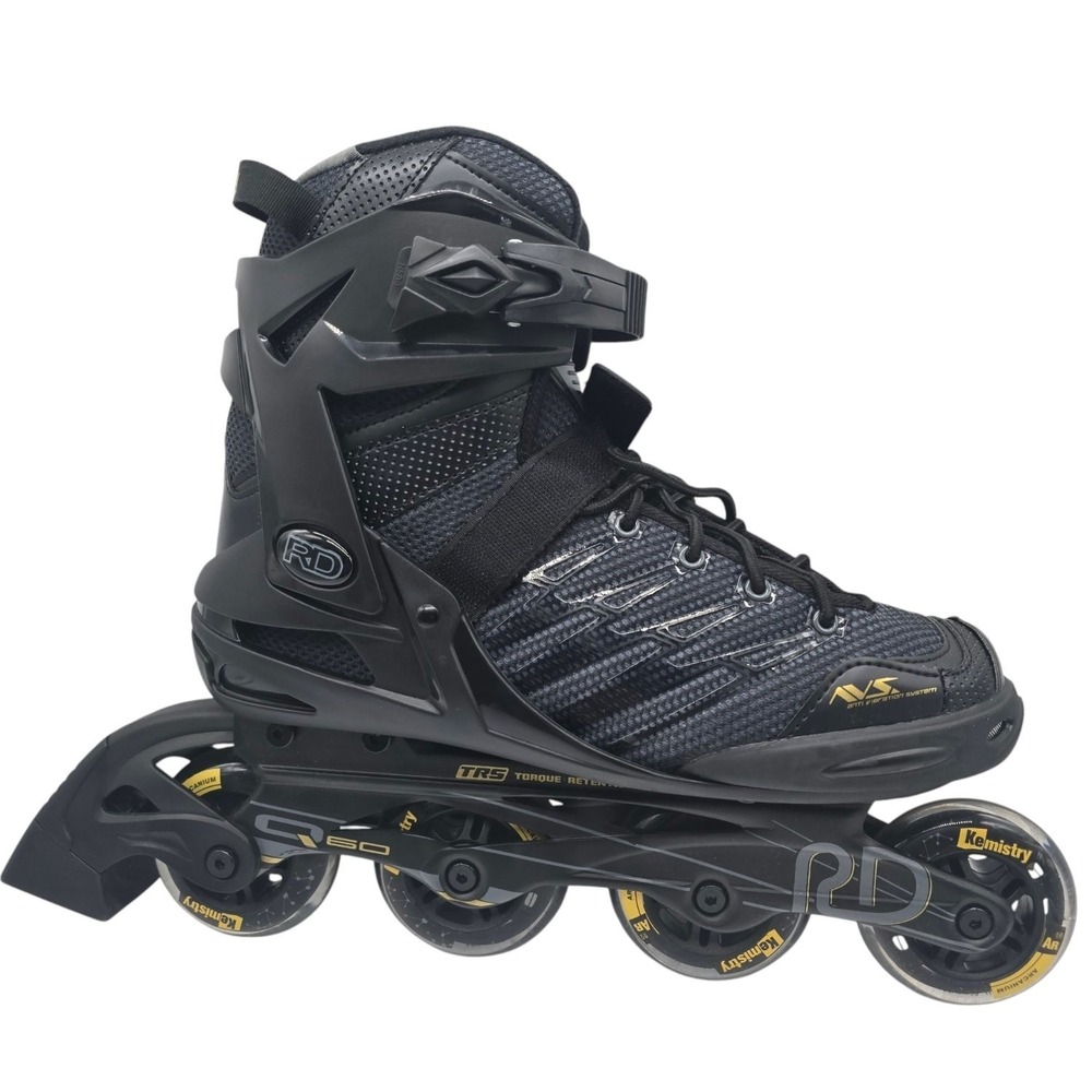 Roller Derby AERIO Q-60‎ Men's Inline Skates Black Gold Size 9 TRS System